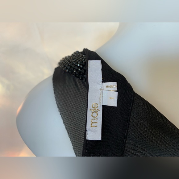 Maje black illusion neckline dress with rhinestones, size 1 (XS-S) - Picture 7 of 8